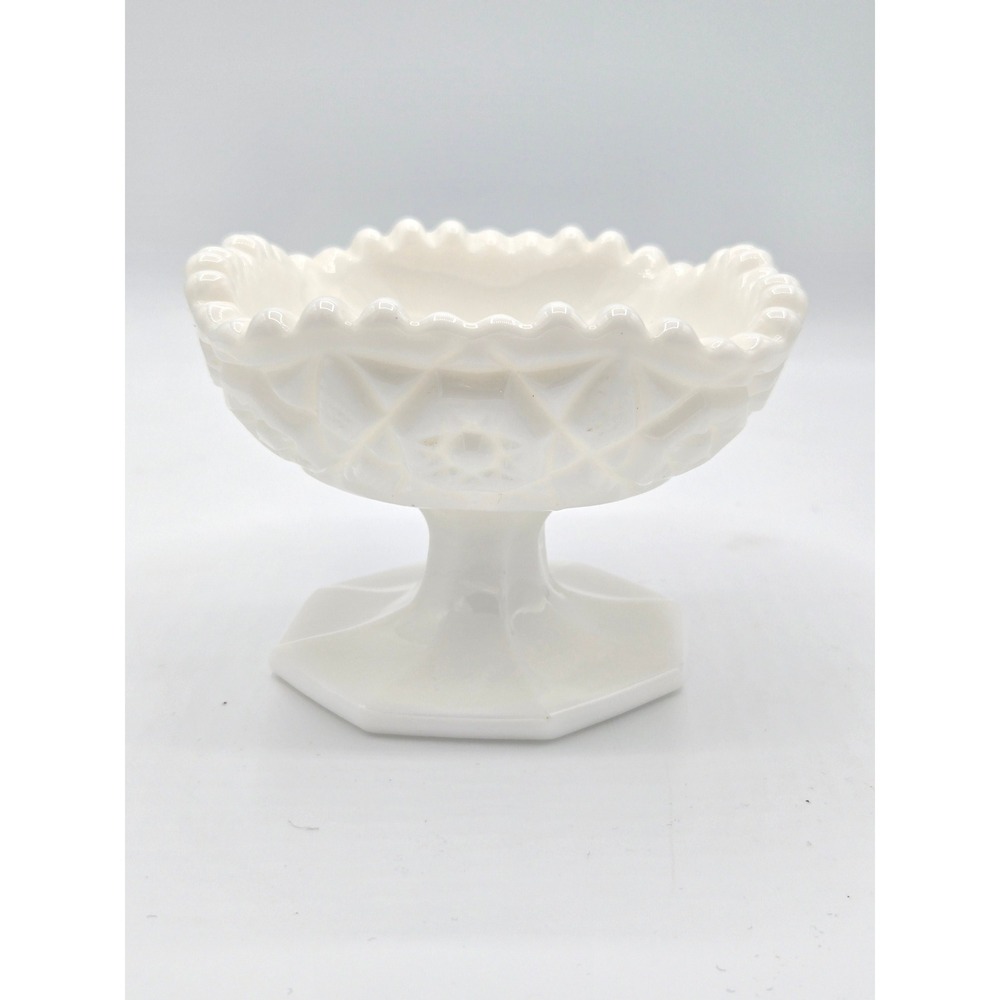Vintage Milk Glass Diamond Point Compote Bowl‎
